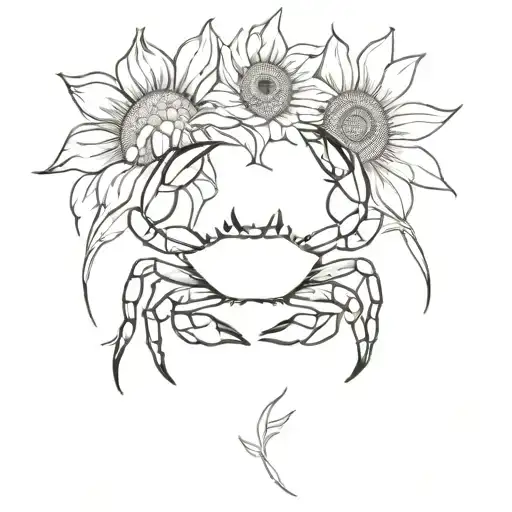Crab And Sunflower