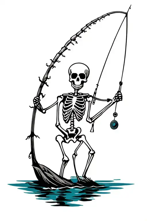 Fishing Skeleton Cartoon
