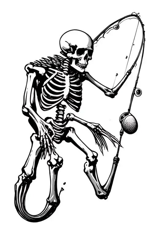 I Want A Fishing Tattoo With A Skeleton And A Fishing Rod