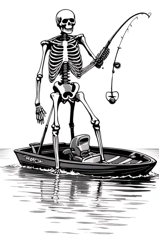 I Want A Fishing Skeleton Standing On A Bass Boat