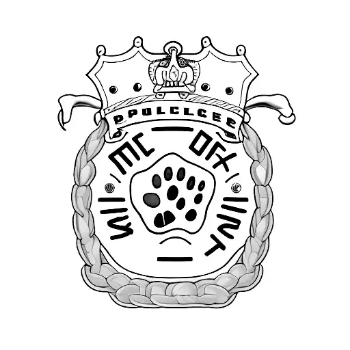 Pixelated Police Badge With A Dog Paw Print Inside