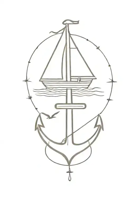 Anchor With Sailboat