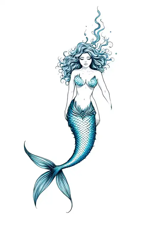 Mermaid Floating Vertically