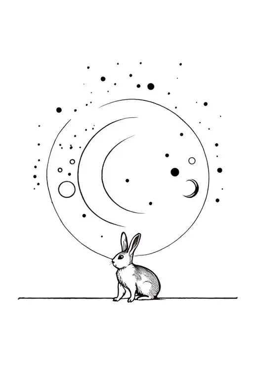 Rabbit Standing While Their Nose Touches The Moon Phases