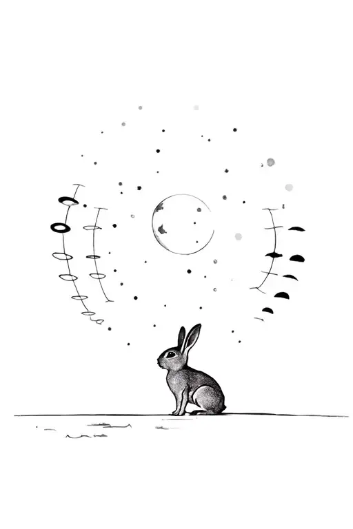 Rabbit Standing While Their Nose Touches The Moon Phases
