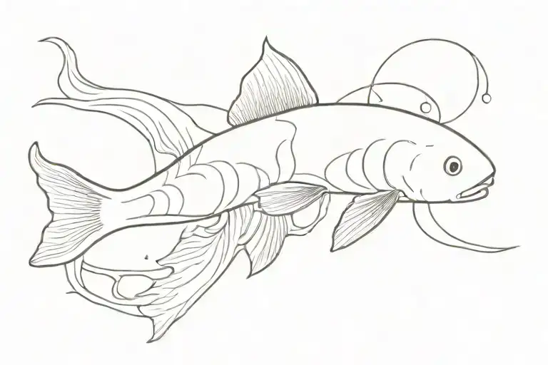 Vangogh Style Koi Fish Swimming