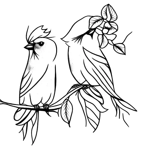 A Tattoo Of Two Watercolor Cardinals Sitting On A Branch