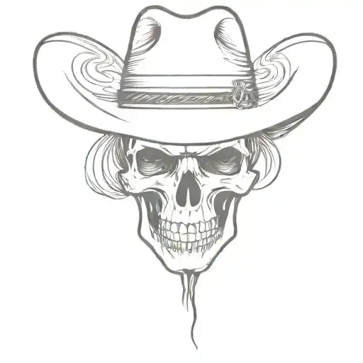 Cowboy Hat Skull Wearing