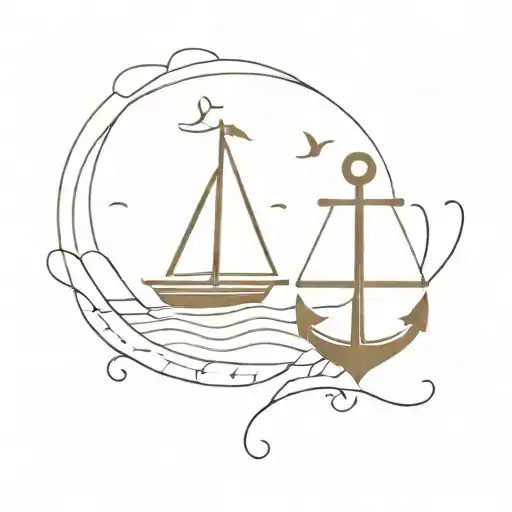 Anchor And Sailboat Navigating