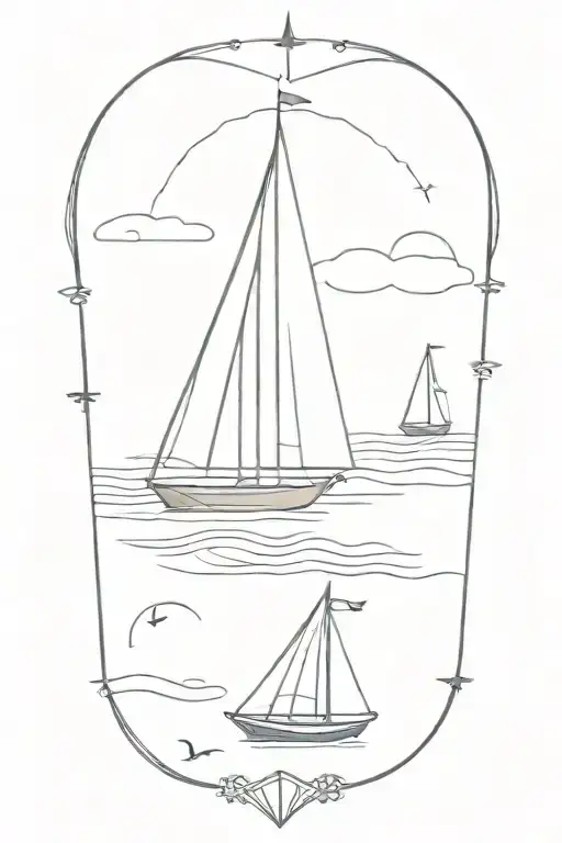 Anchor And Sailboat Navigating