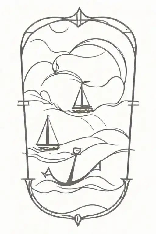 Anchor And Sailboat Navigating