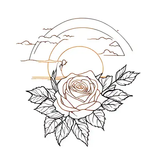 Roses And Sun Setting