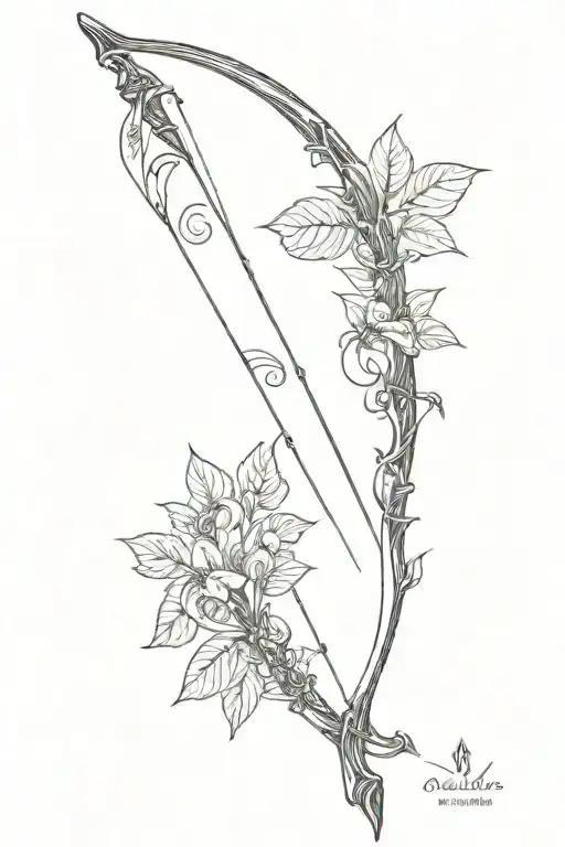 Vine Recurve Bow With Arrow Design