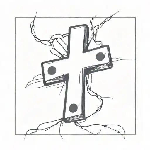 A Simple Cross With Two Dice Hanging From It