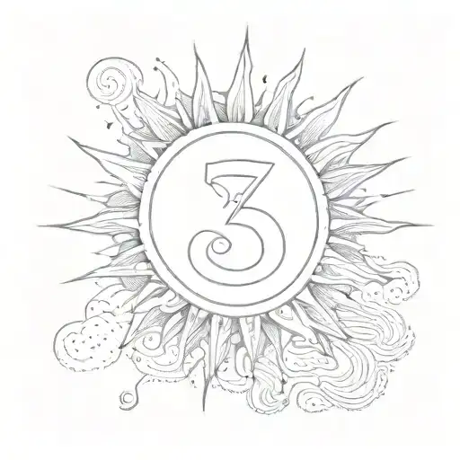 Sun With Small Number 3 In The Middle