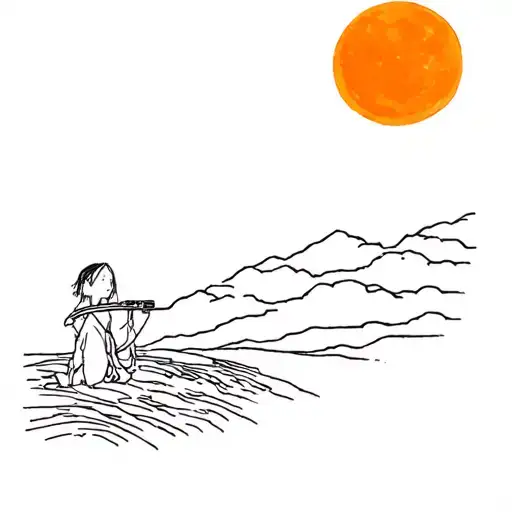 Sun In The Style Of The Works Of Hayao Miyazaki