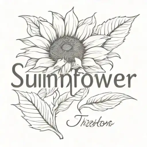 Sunflower With The Name Trenton In Cursive Letters
