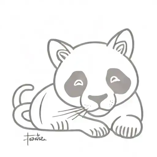Cat Named Panda Tattoo Design Paw Print