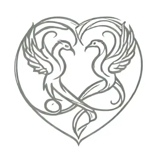 Scorpio And Phoenix Rising Intertwined Hearts