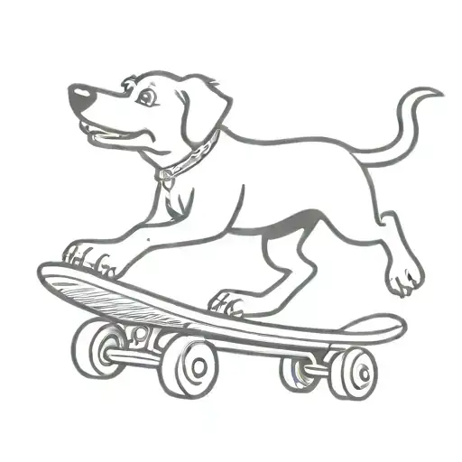 Cartoon Dog Doing A Ollie On A Skateboard Deck