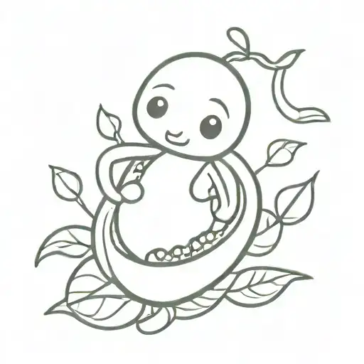 Pea Using A Pod As A Blanket Cartoon Character