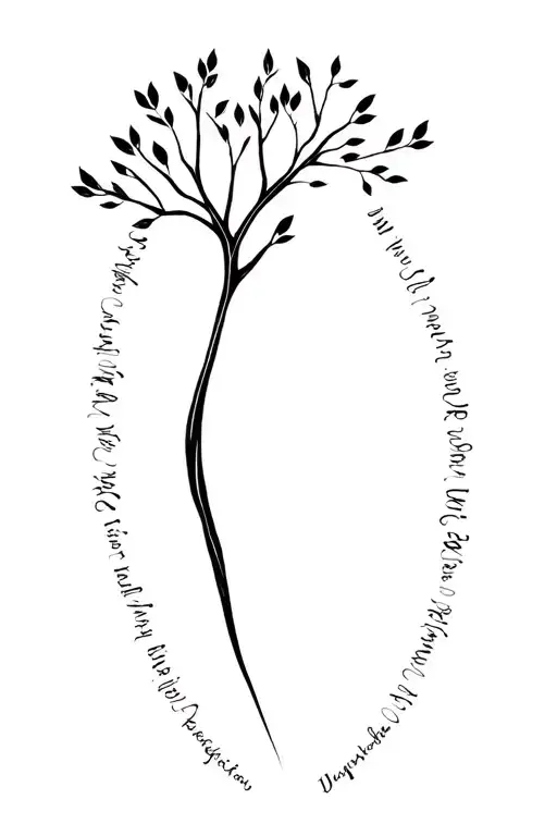 Tree With Family Names In The Branches Stretching Towards