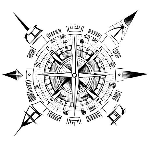 Lock With Compass Arrows And Circles Surrounding It