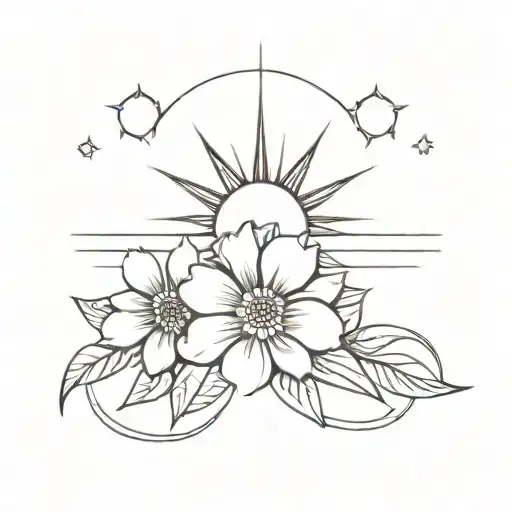 Flower And Sun Setting