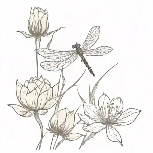 Dragonfly On A Wild Flower Bouquet