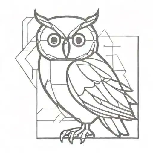 Owl With Light Ray And Rectilinear Shapes