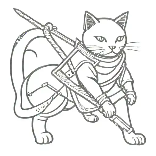 Cat Samurai Standing