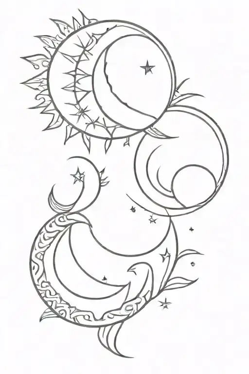 Minimalistic Sun And Moon In A Greek Theme