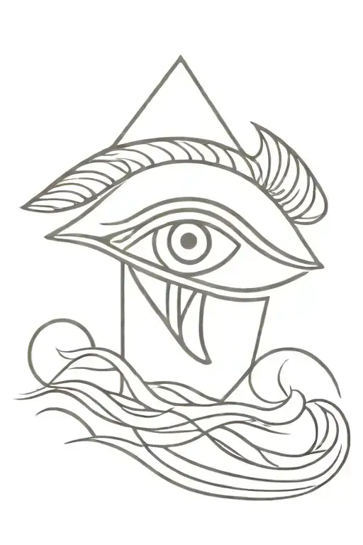 Eye Of Horus Line Tattoo With Waves