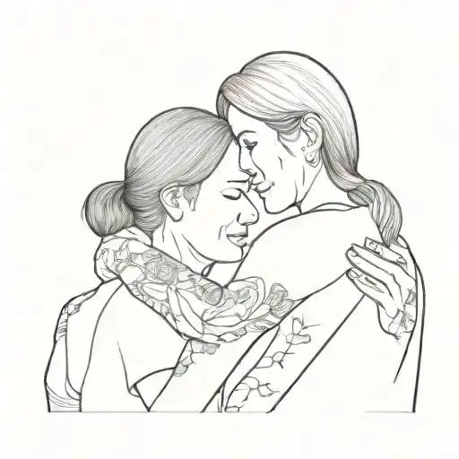 Daughter And Mother Embracing Her