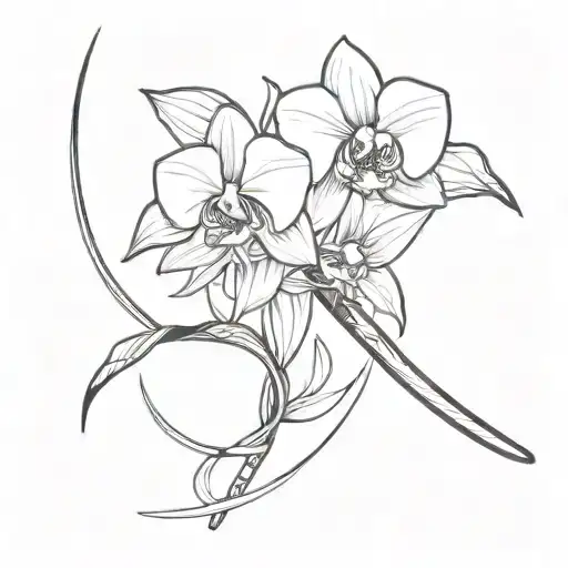 Katana Next To One Orchid