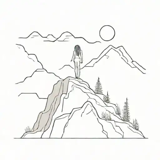 Woman On Top Of A Mountain