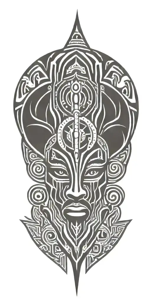 Unique Kenyan Tribal Tattoo Design Combining Elements Of Kikuyu Tribe