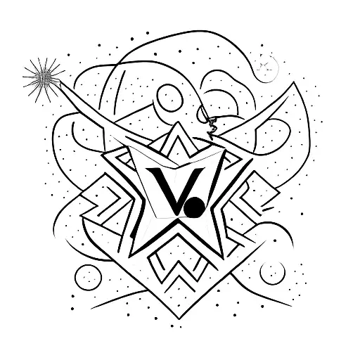 Letter V With A Star