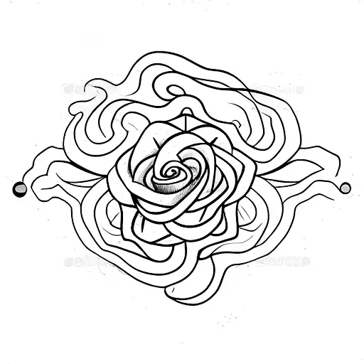A Minimalist Tattoo Of A Snake Wrapped Around A Rose With Musical Notes Incorporated Into The Design