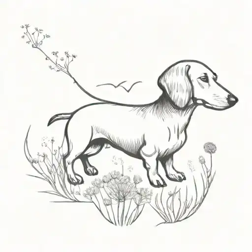 Dachshund And Dandelion