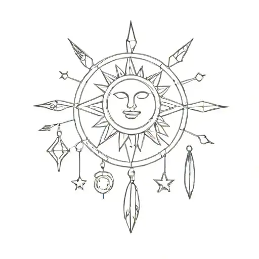 Native Beadwork Sun Moon And Stars