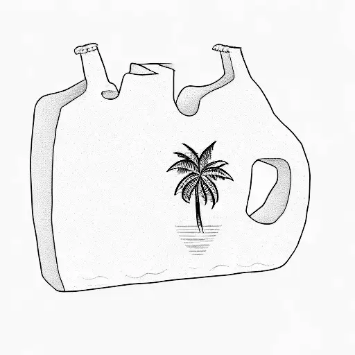 A Blue Mug With A Palm Tree On It
