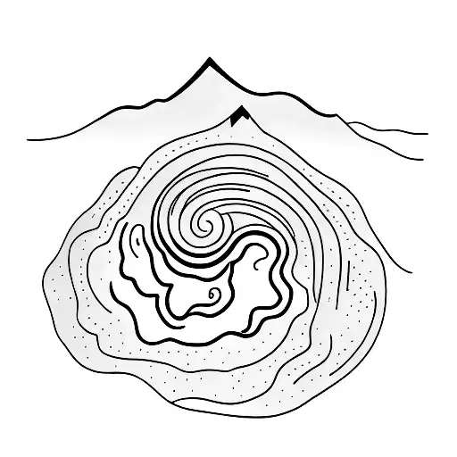 A Minimalist Tattoo Of A Trail Winding Up A Mountain With A Runner Silhouette