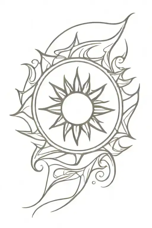 Simple Sun Spine Tattoo Design