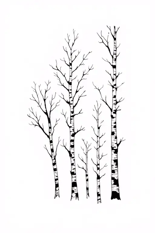 Three White Birch Tree Fire And Smoke