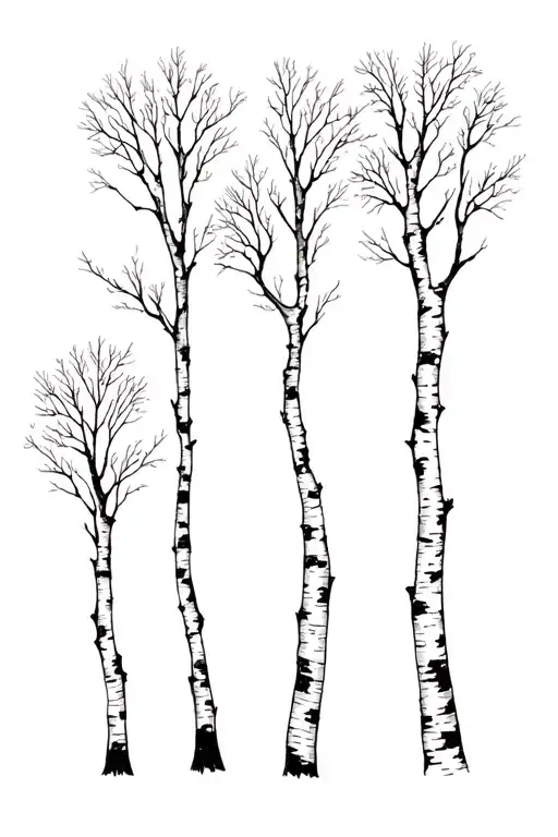 Three White Birch Tree
