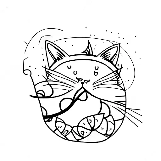 Sleeping Cat On Hammock