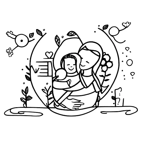 Mom Hugging 2 Daughters And 1 Son