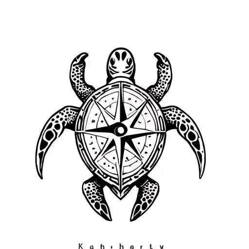 Turtle With Navigation Compass