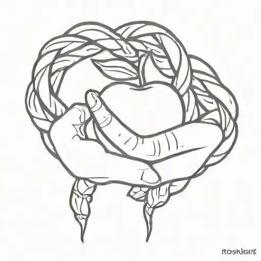 Hand Holding Red Apple Braided By Snake